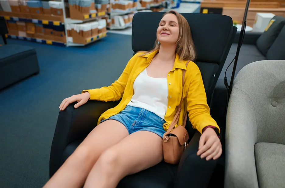 woman sitting comfortably in a chair