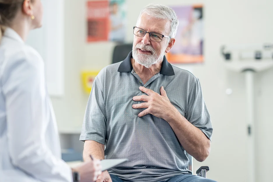 doctor and patient consult on chest and back pain