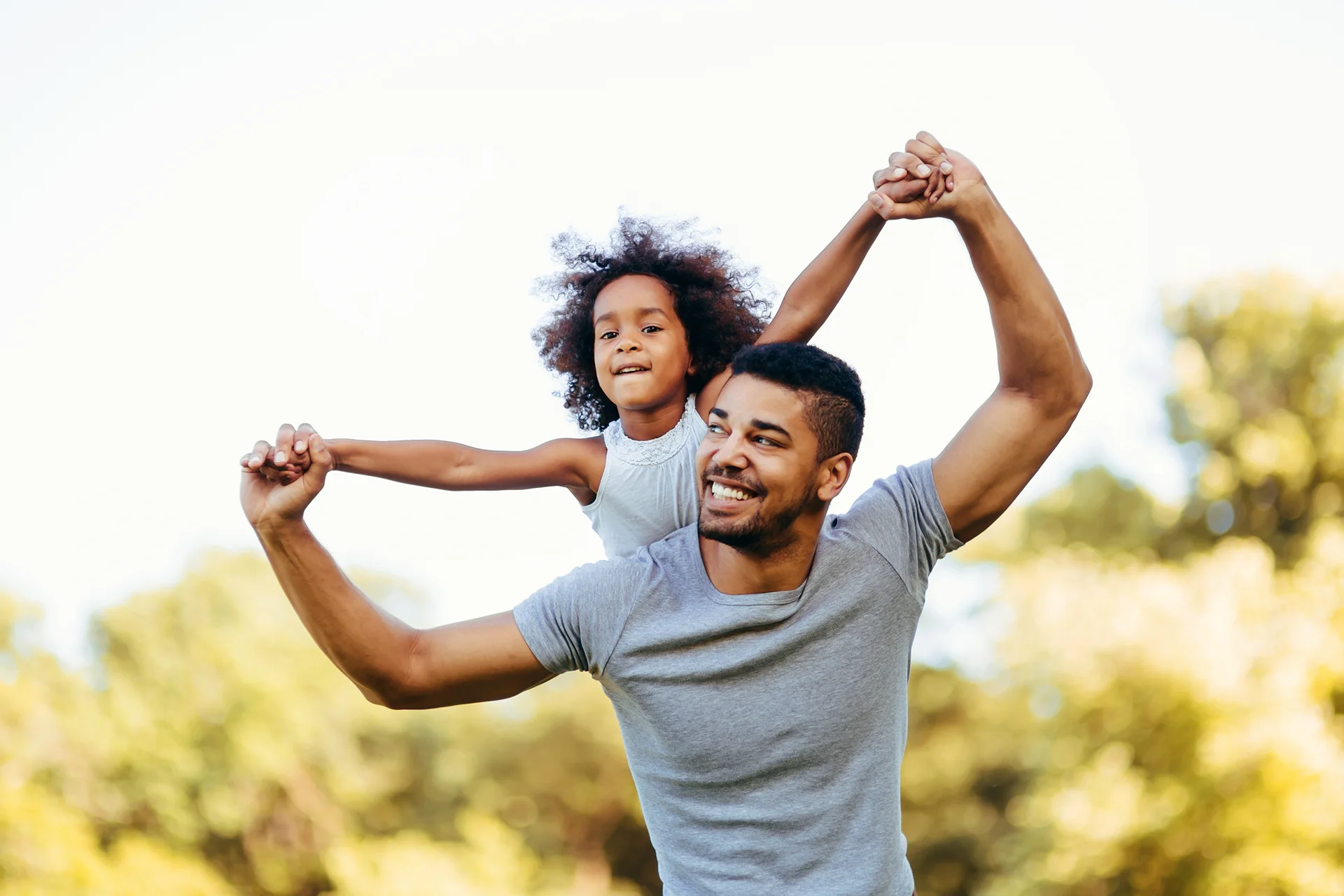 father and daughter bonding outdoor