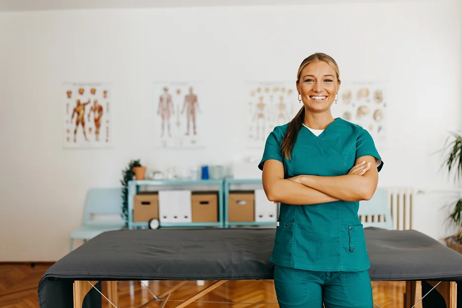 physical therapist inside the clinic