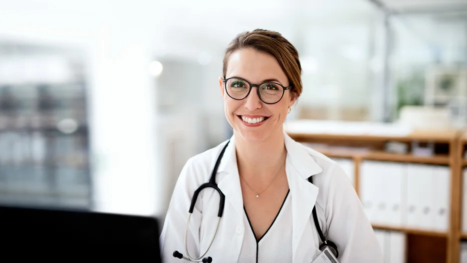 female doctor in her office