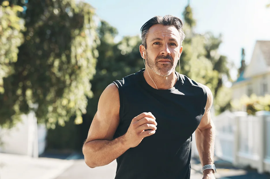 a man running outdoor