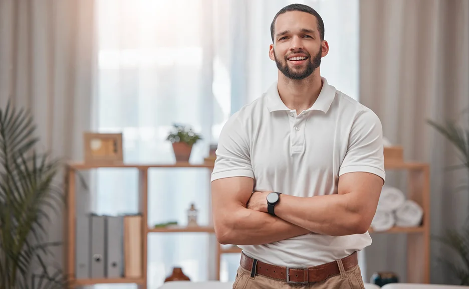 chiropractor inside his office