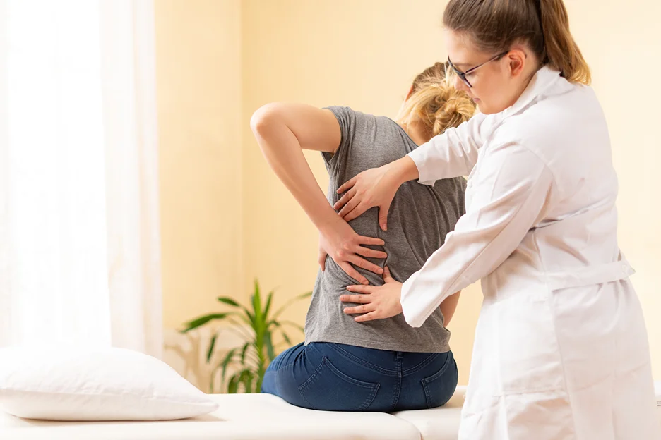 doctor and patient consult on back pain due to kidney infection