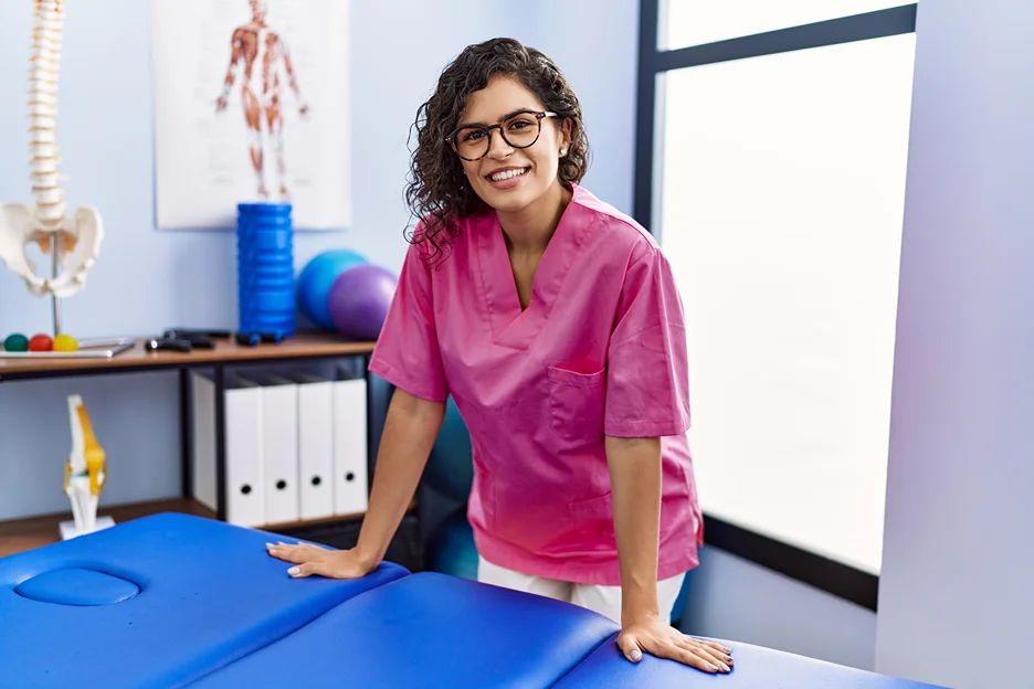 physiotherapist inside her clinic